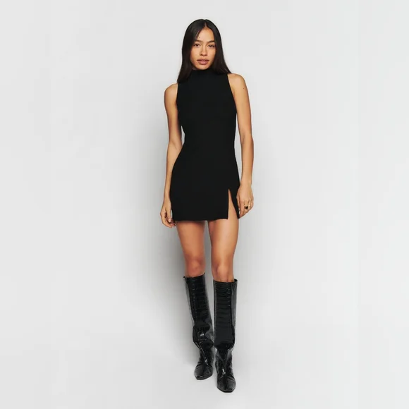 Reformation - Skylar Knit Dress Sleeveless Mini - XS Black - Picture 5 of 10